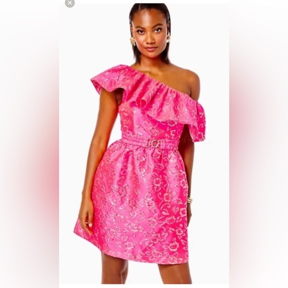 Lilly Pulitzer Dresses & Skirts - Lilly Pulitzer Pink and Gold Floral Dress